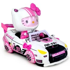 Hello Kitty and Friends Pink and White Tokyo Speed Racer Racing Car Plush Toy